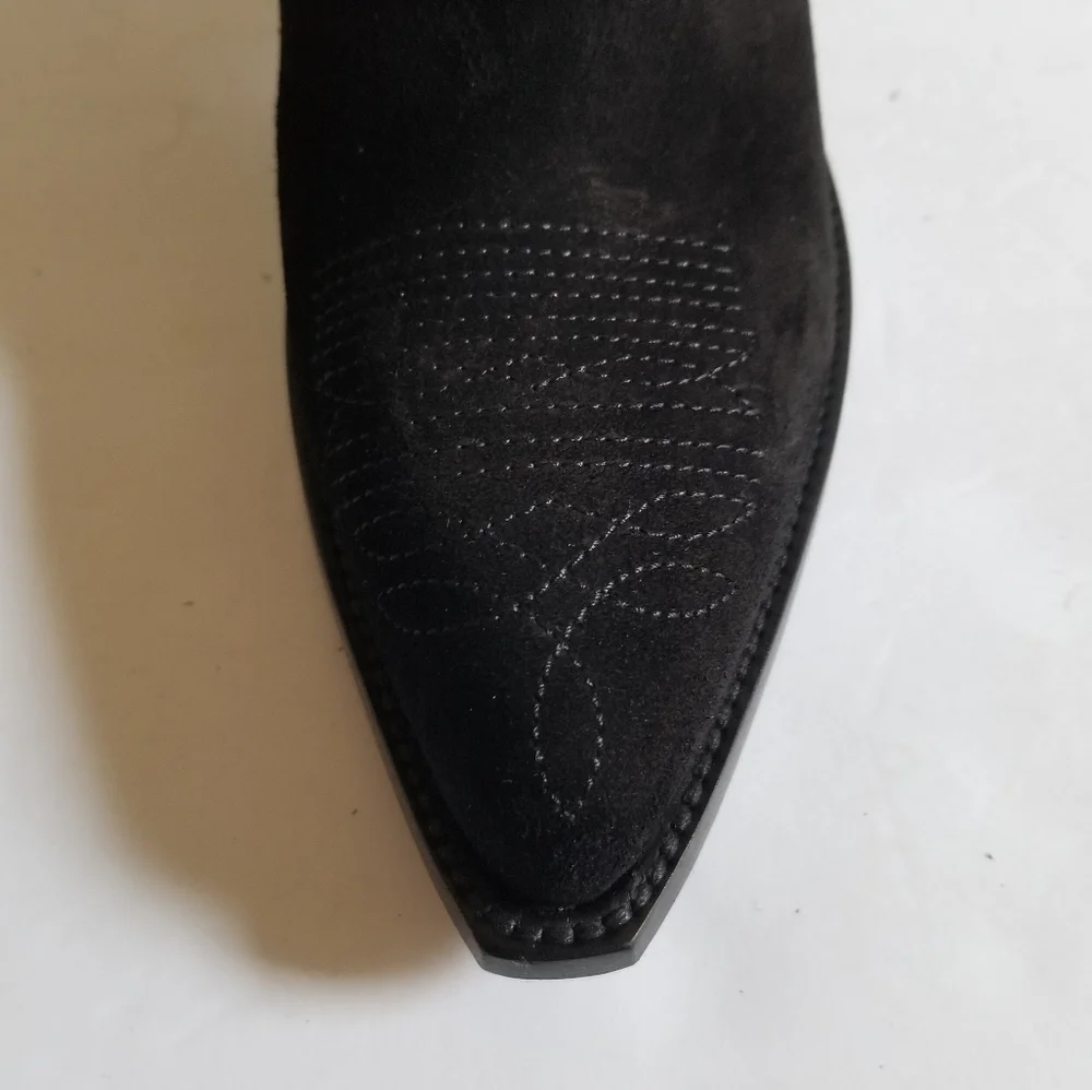 Golden Goose Suede Leather Fringe Limited Handmade Cowboy Boots Black Si… - Picture 8 of 11